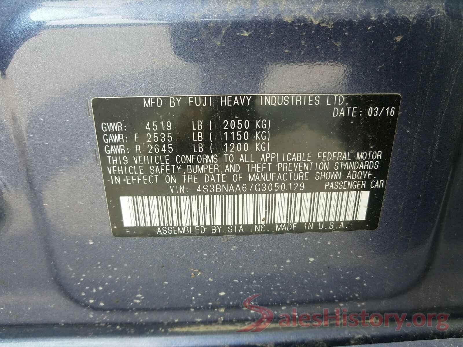 4S3BNAA67G3050129 2016 SUBARU LEGACY