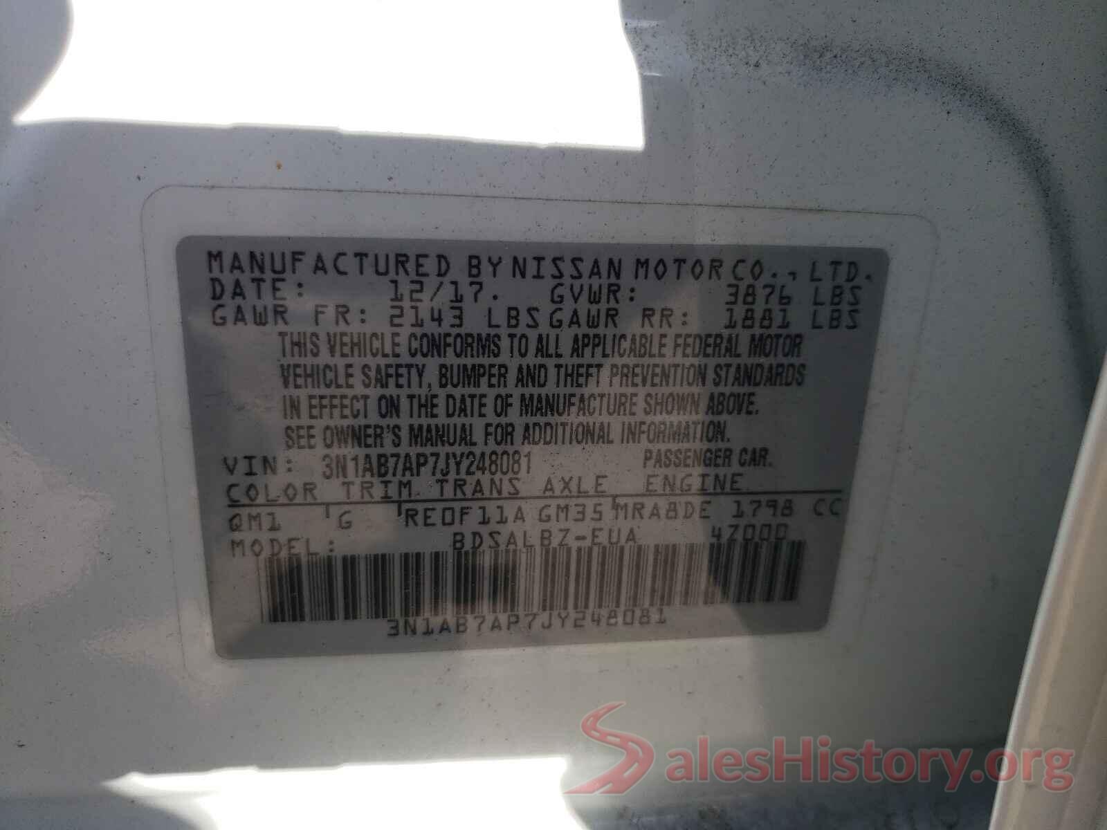 3N1AB7AP7JY248081 2018 NISSAN SENTRA