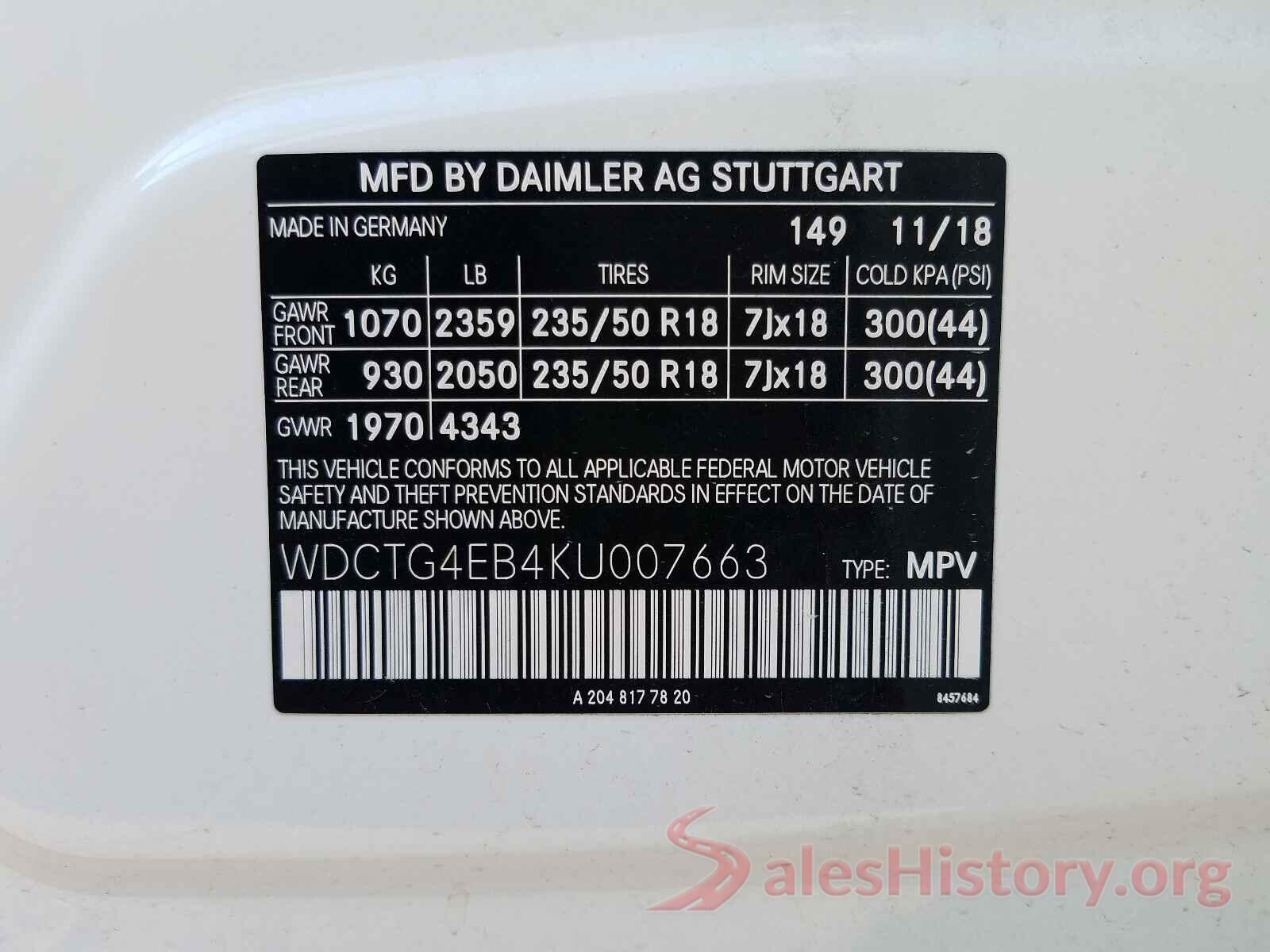 WDCTG4EB4KU007663 2019 MERCEDES-BENZ G CLASS