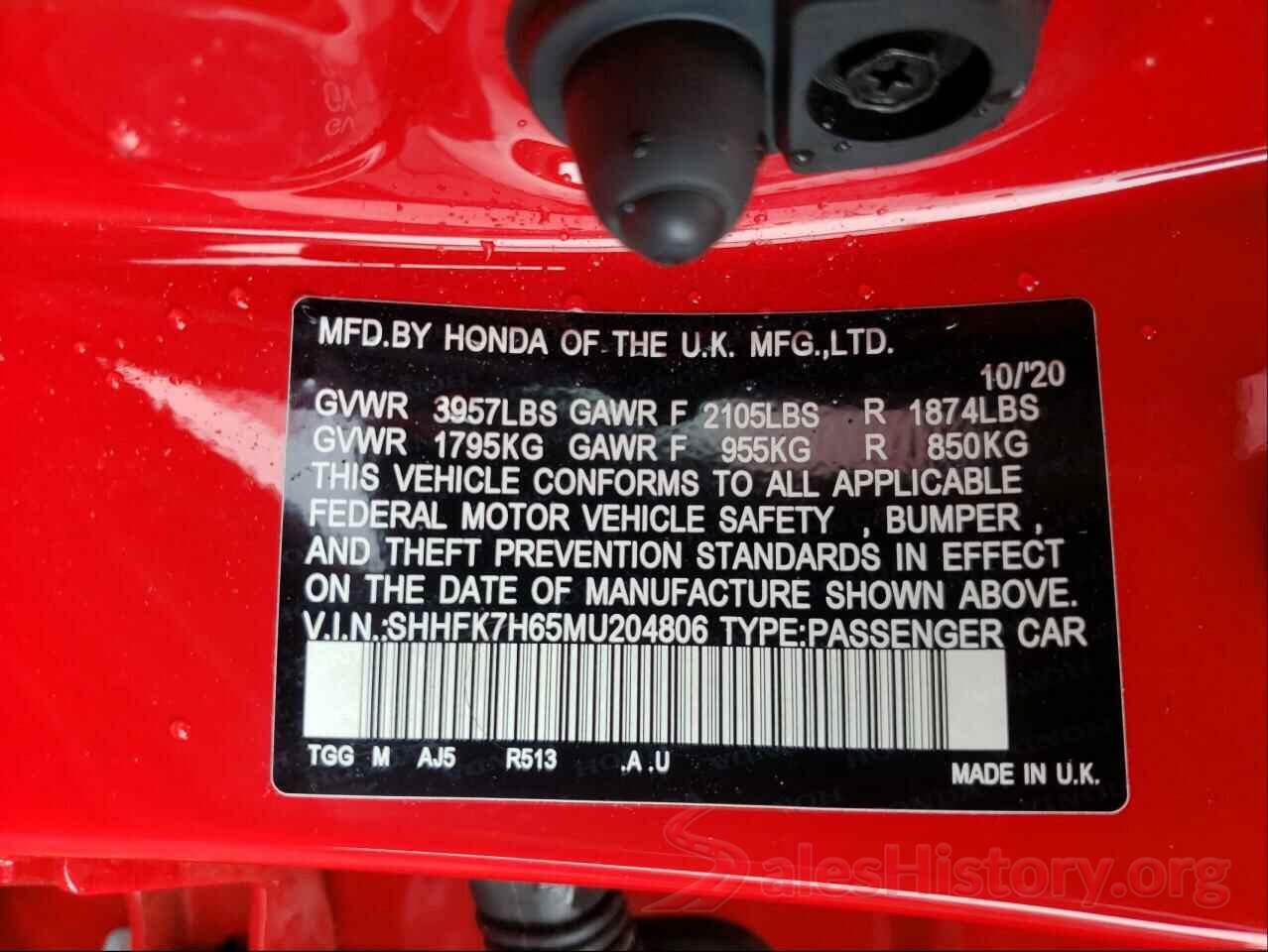 SHHFK7H65MU204806 2021 HONDA CIVIC