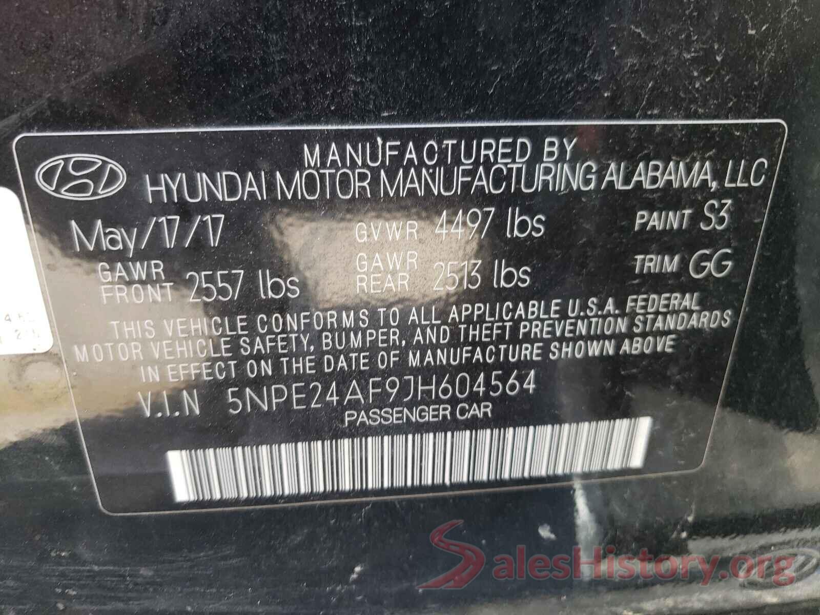 5NPE24AF9JH604564 2018 HYUNDAI SONATA