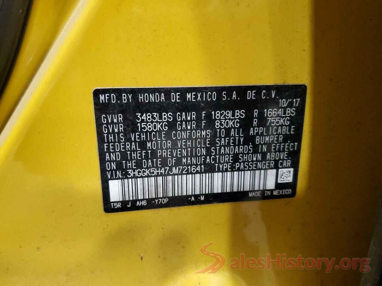 3HGGK5H47JM721641 2018 HONDA FIT