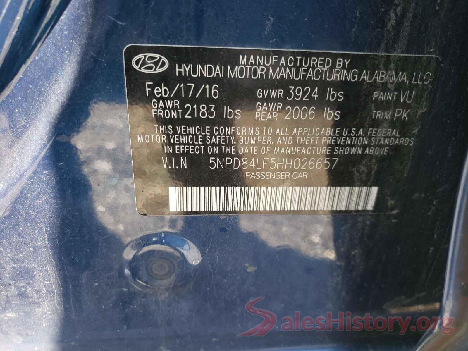 5NPD84LF5HH026657 2017 HYUNDAI ELANTRA