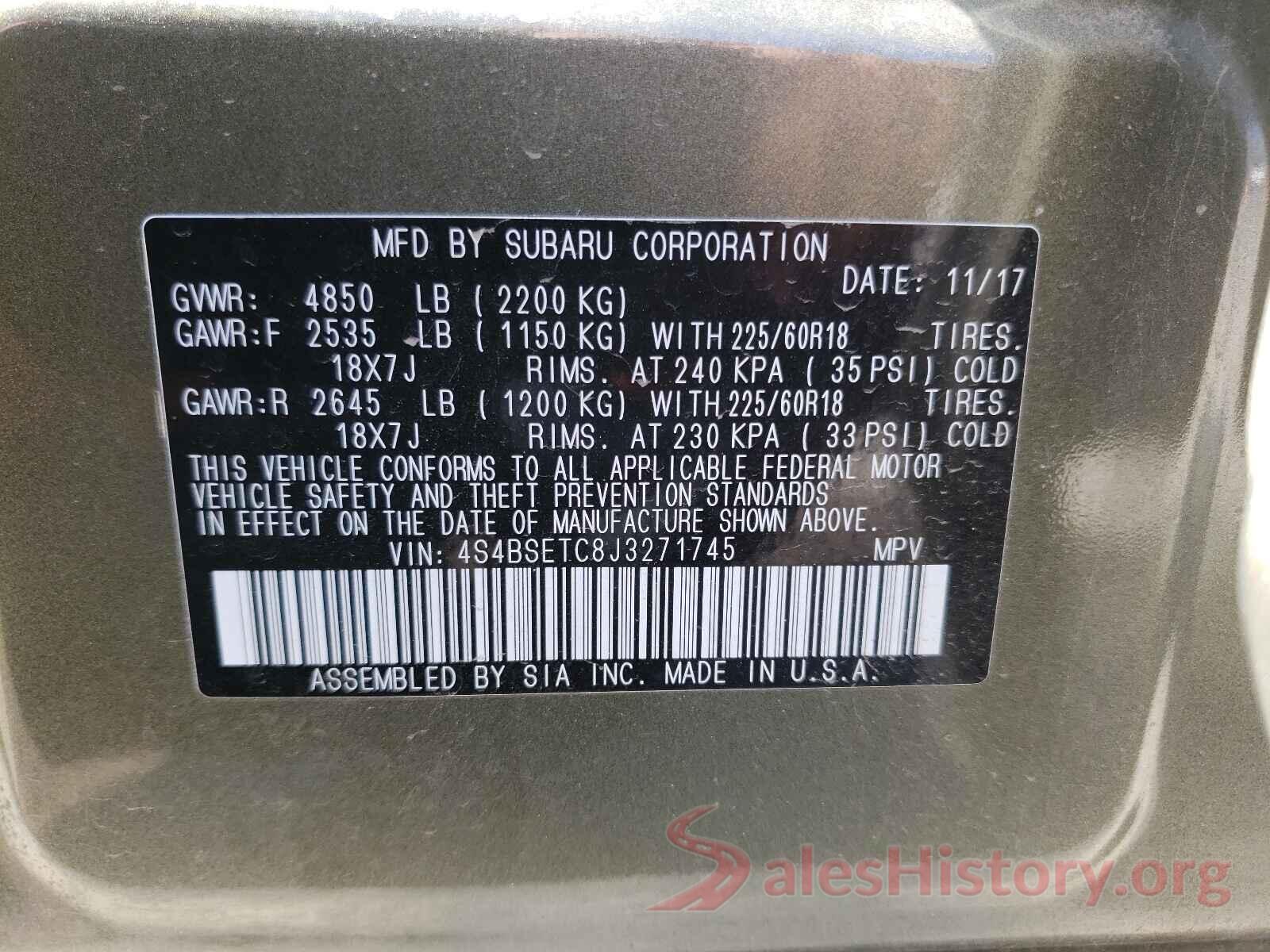 4S4BSETC8J3271745 2018 SUBARU OUTBACK