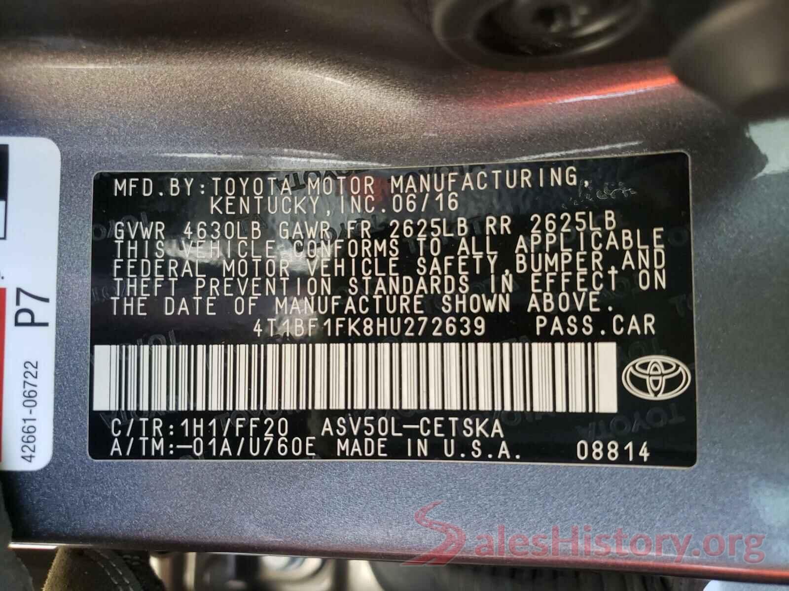 4T1BF1FK8HU272639 2017 TOYOTA CAMRY