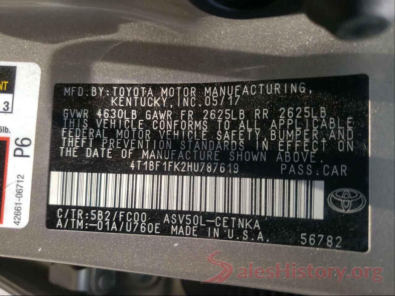 4T1BF1FK2HU787619 2017 TOYOTA CAMRY