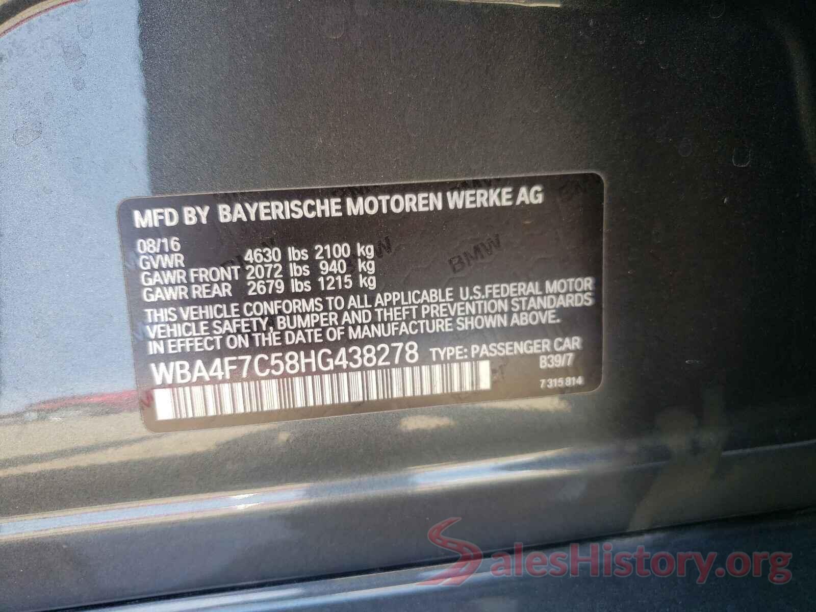 WBA4F7C58HG438278 2017 BMW 4 SERIES