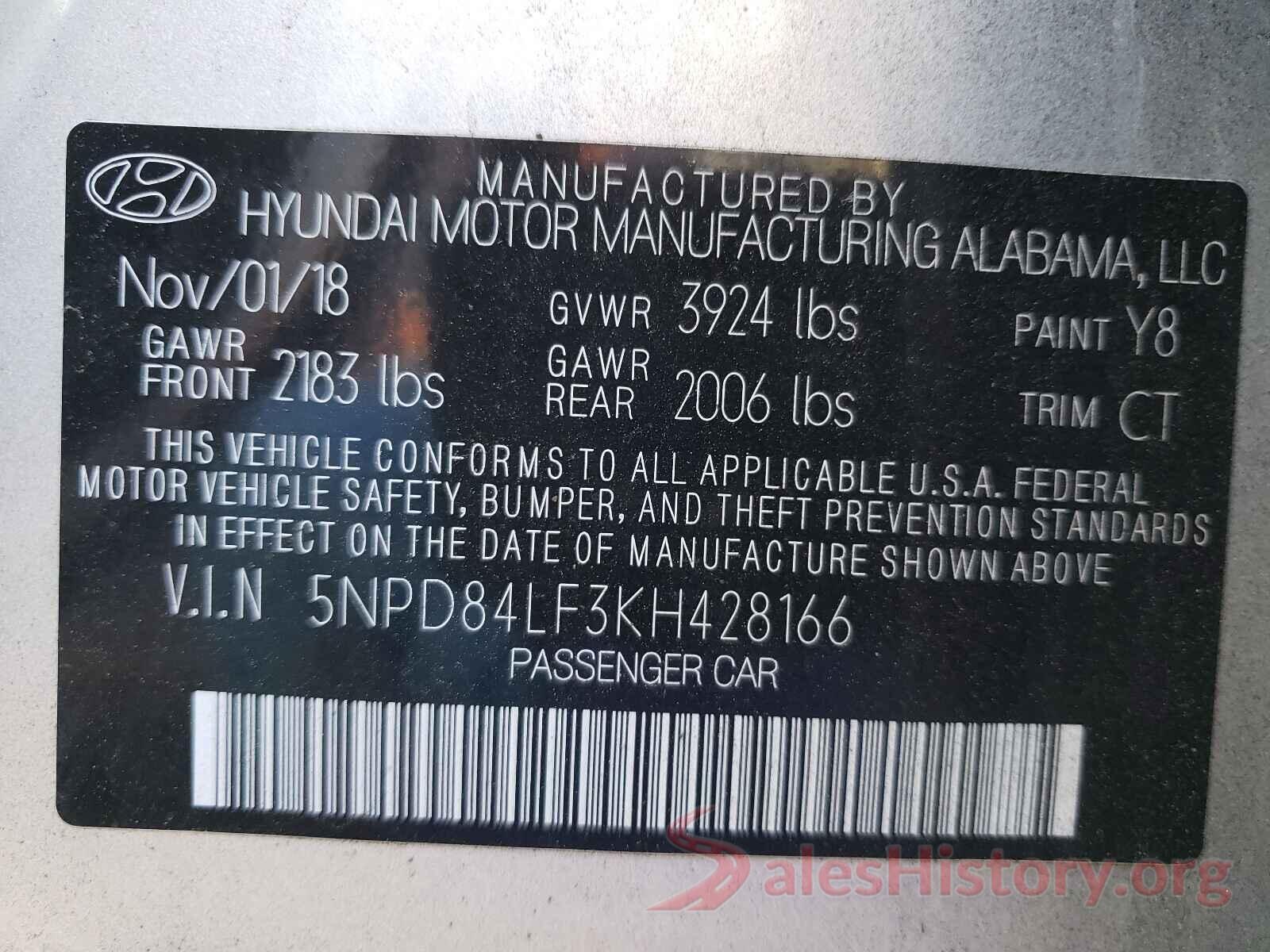 5NPD84LF3KH428166 2019 HYUNDAI ELANTRA