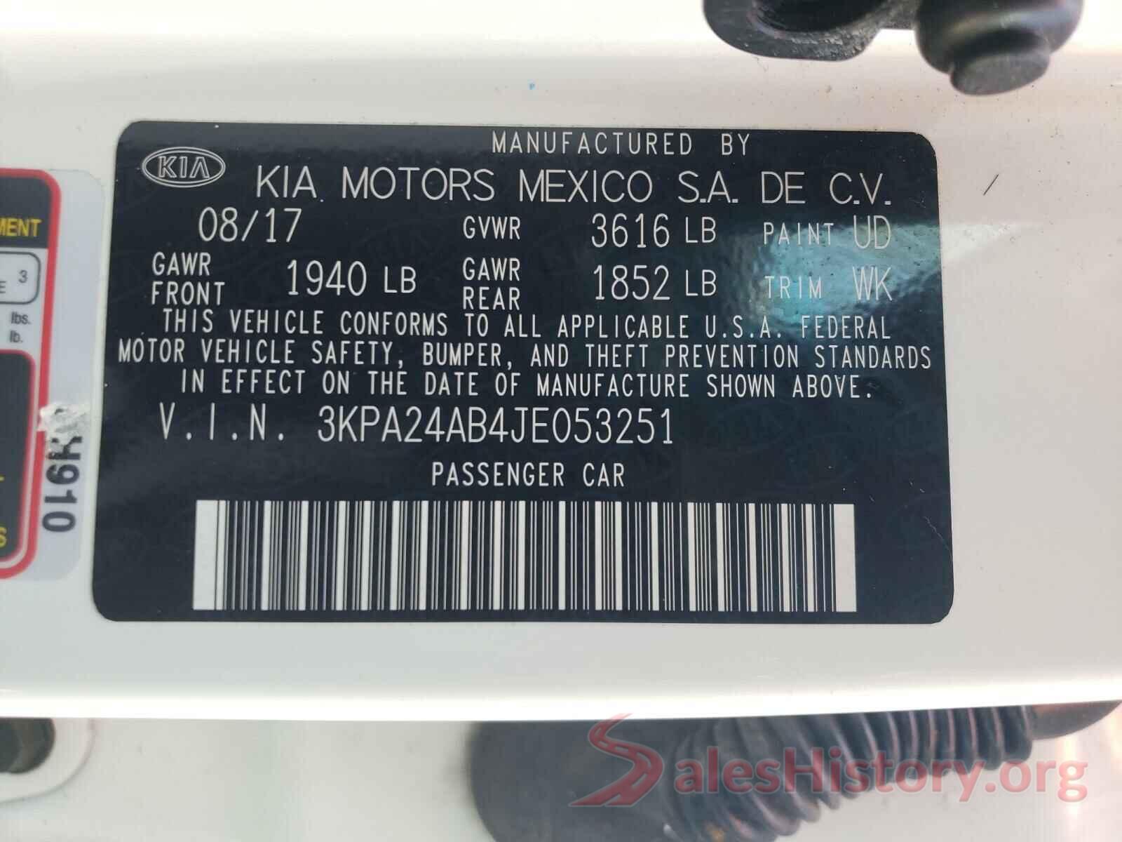 3KPA24AB4JE053251 2018 KIA RIO