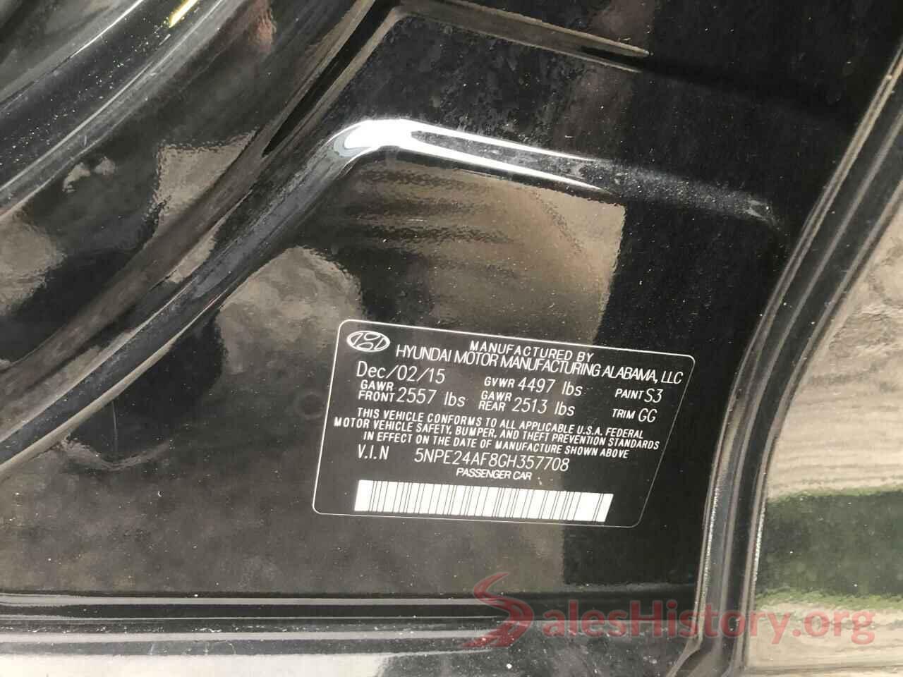 5NPE24AF8GH357708 2016 HYUNDAI SONATA