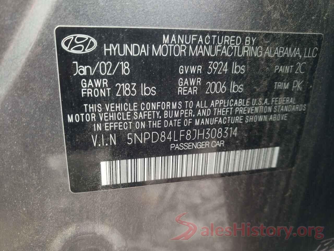 5NPD84LF8JH308314 2018 HYUNDAI ELANTRA