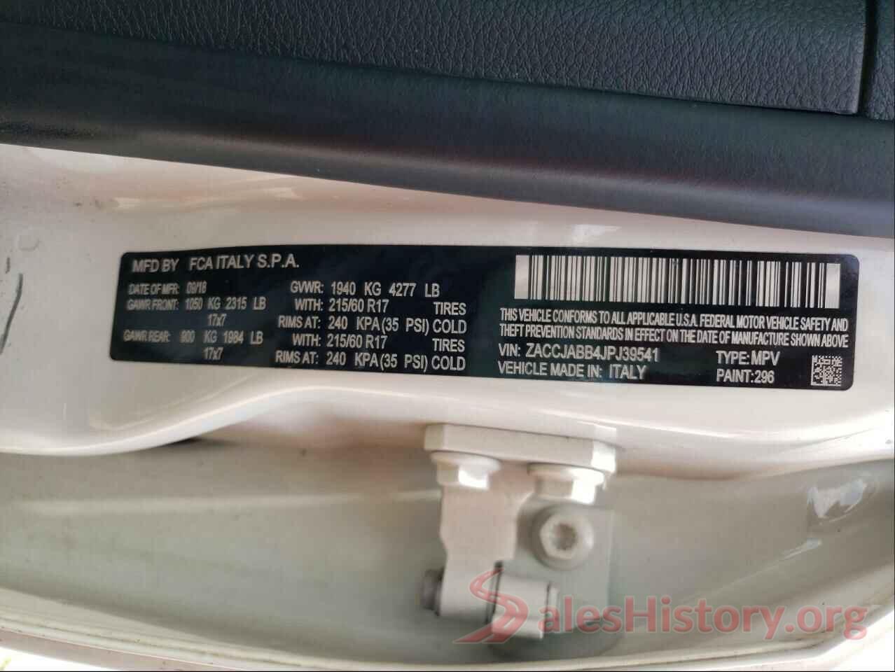 ZACCJABB4JPJ39541 2018 JEEP RENEGADE