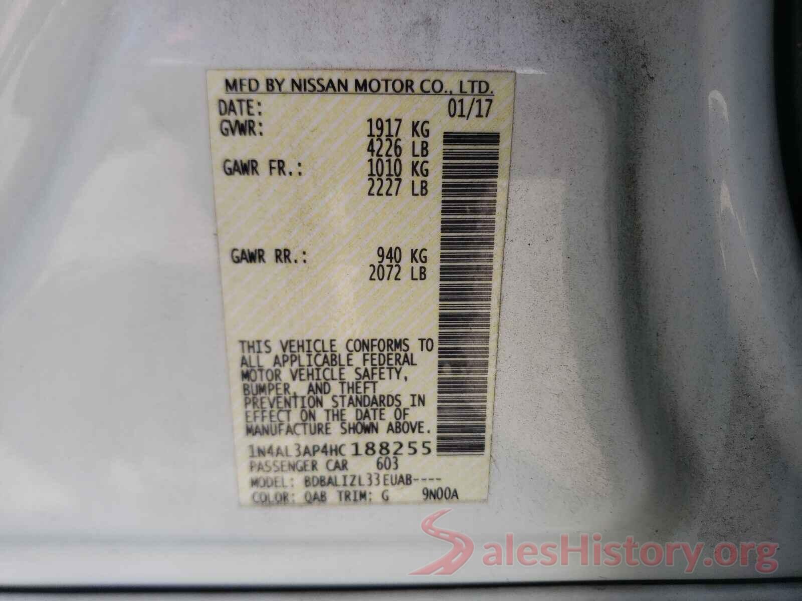 1N4AL3AP4HC188255 2017 NISSAN ALTIMA