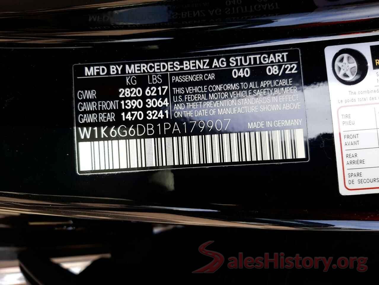 W1K6G6DB1PA179907 2023 MERCEDES-BENZ S-CLASS