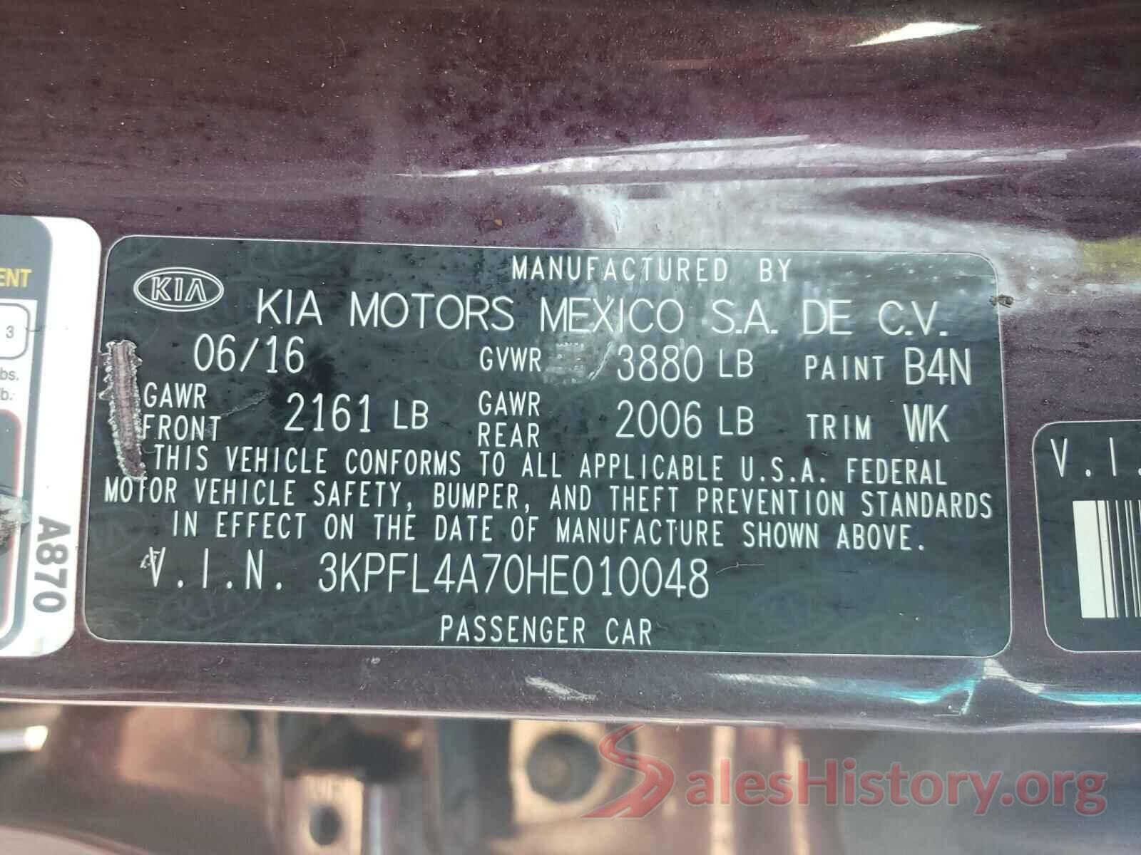 3KPFL4A70HE010048 2017 KIA FORTE