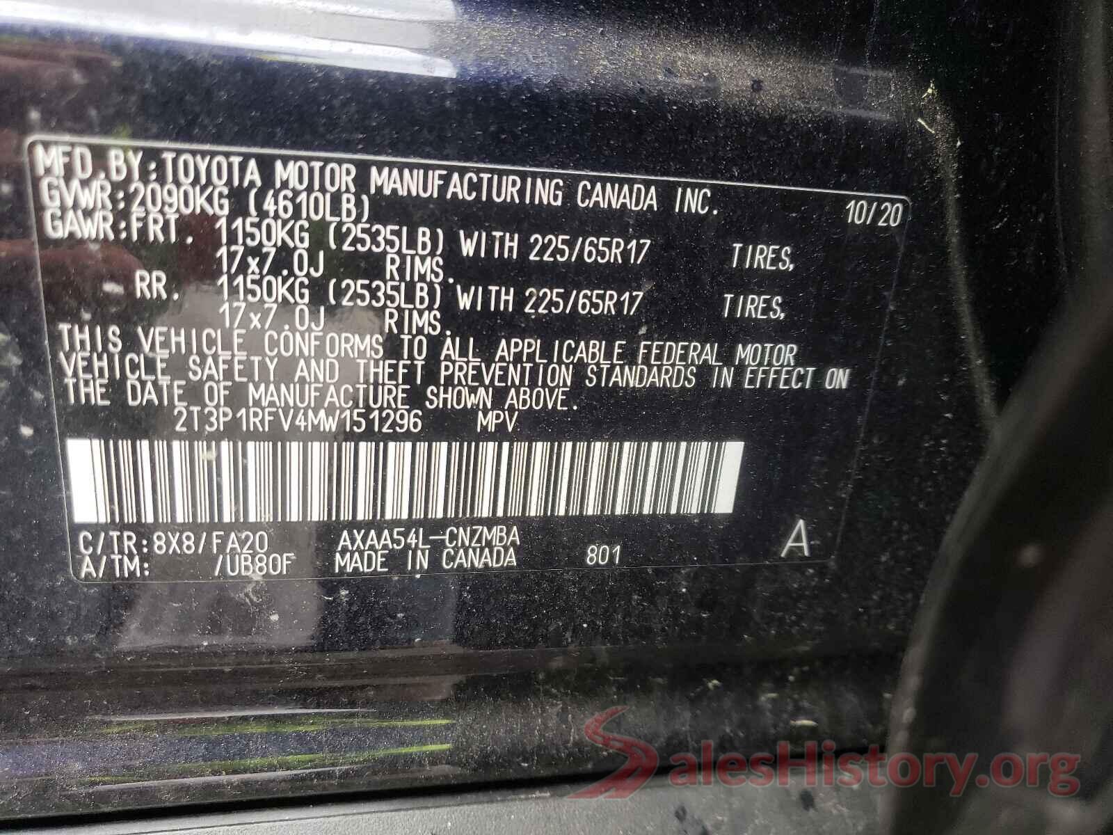 2T3P1RFV4MW151296 2021 TOYOTA RAV4