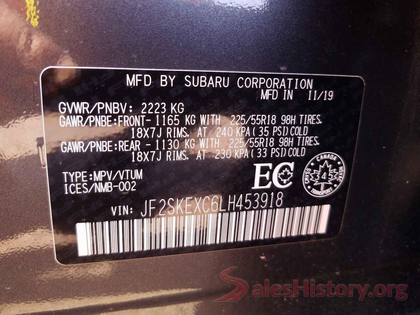 JF2SKEXC6LH453918 2020 SUBARU FORESTER