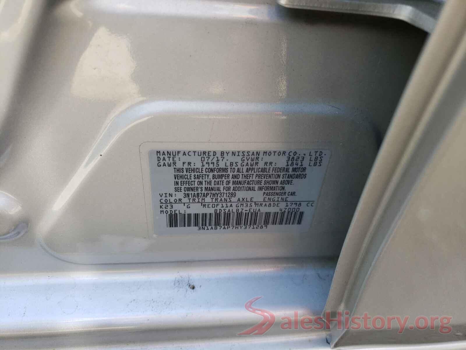 3N1AB7AP7HY371289 2017 NISSAN SENTRA