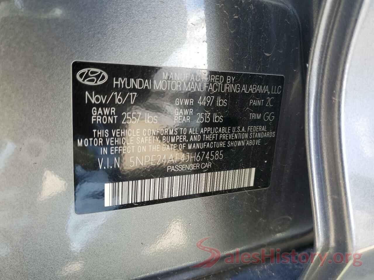 5NPE24AF4JH674585 2018 HYUNDAI SONATA