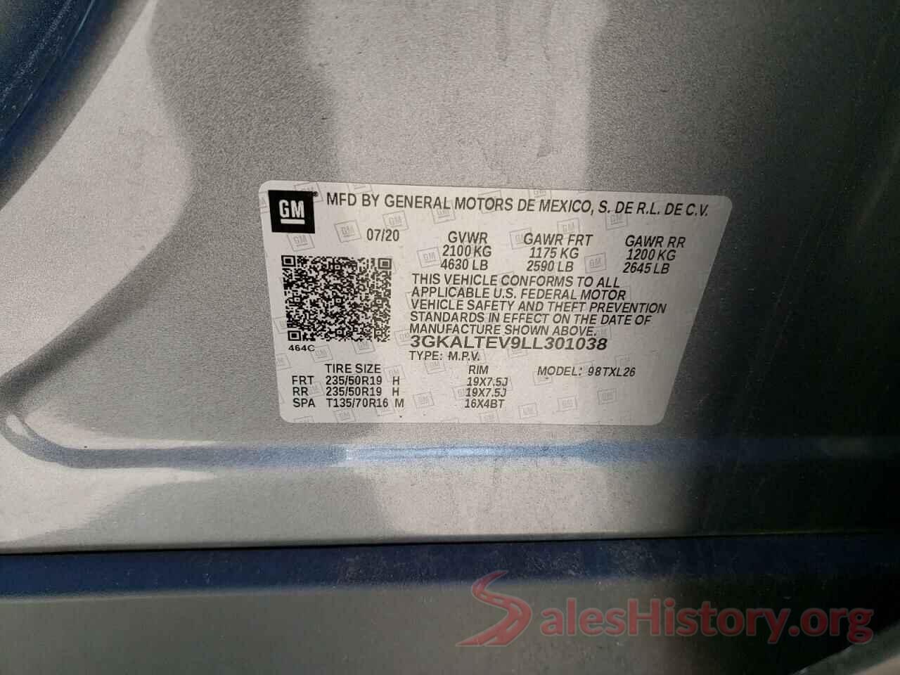 3GKALTEV9LL301038 2020 GMC TERRAIN