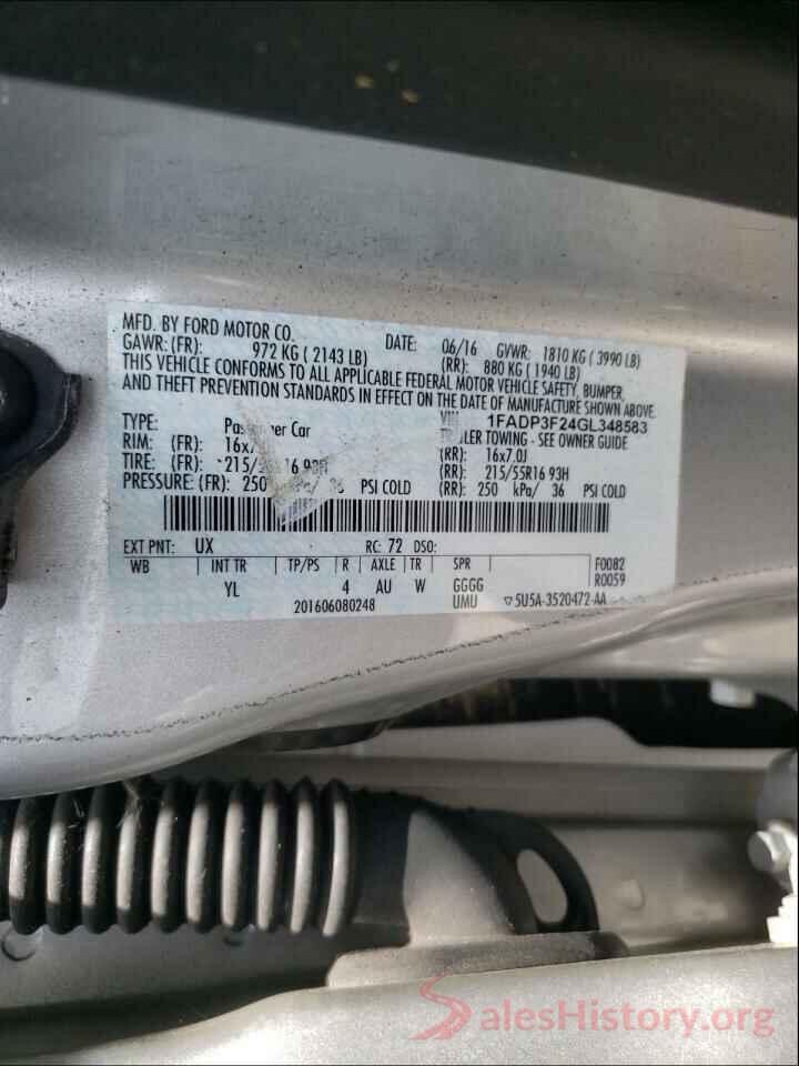 1FADP3F24GL348583 2016 FORD FOCUS