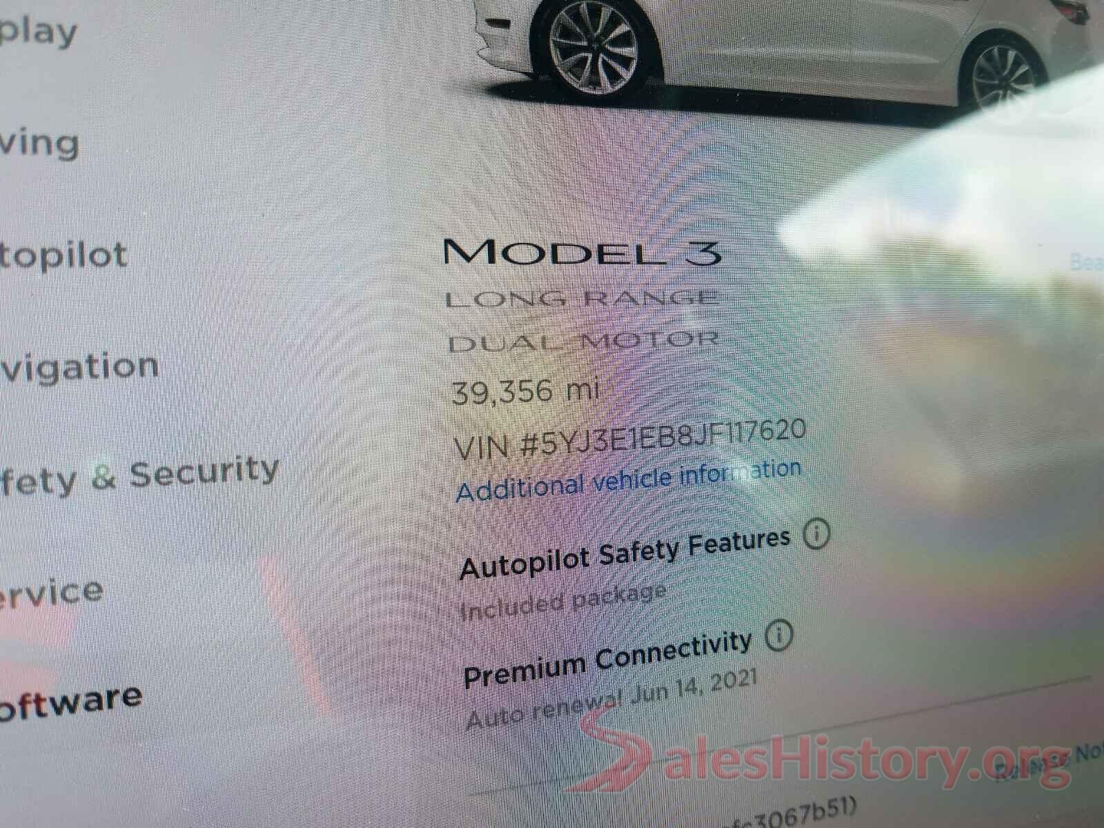 5YJ3E1EB8JF117620 2018 TESLA MODEL 3