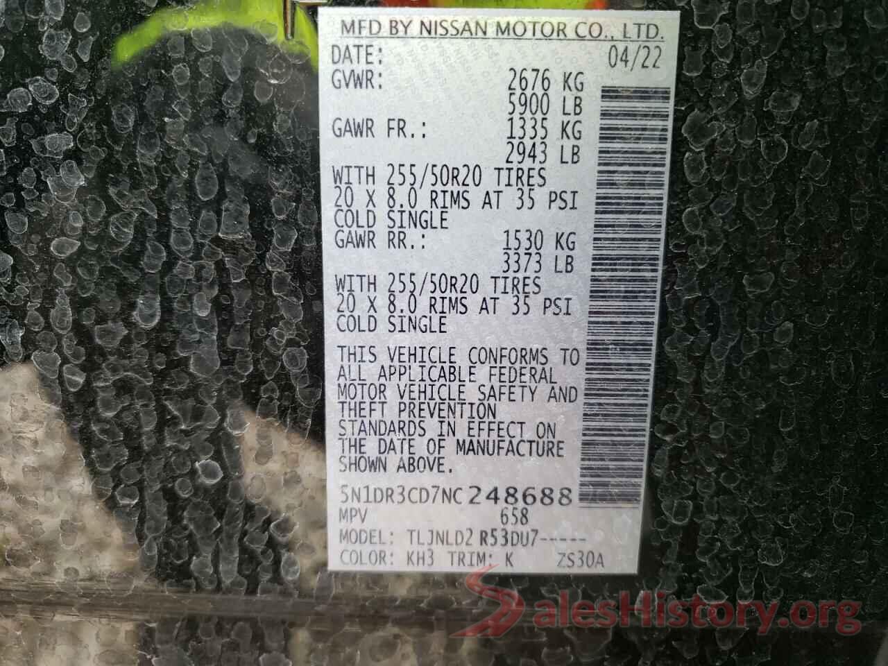 5N1DR3CD7NC248688 2022 NISSAN PATHFINDER