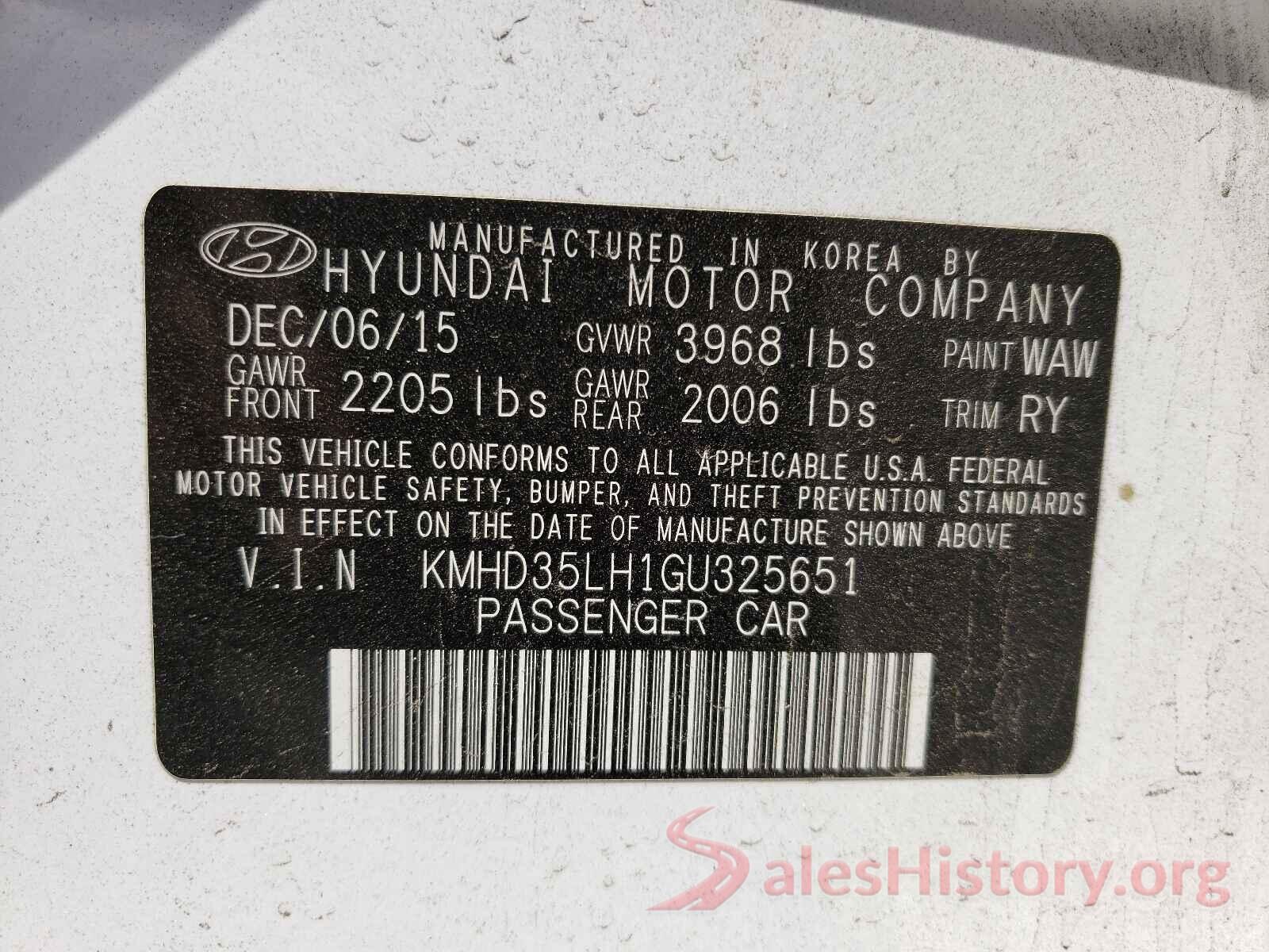 KMHD35LH1GU325651 2016 HYUNDAI ELANTRA