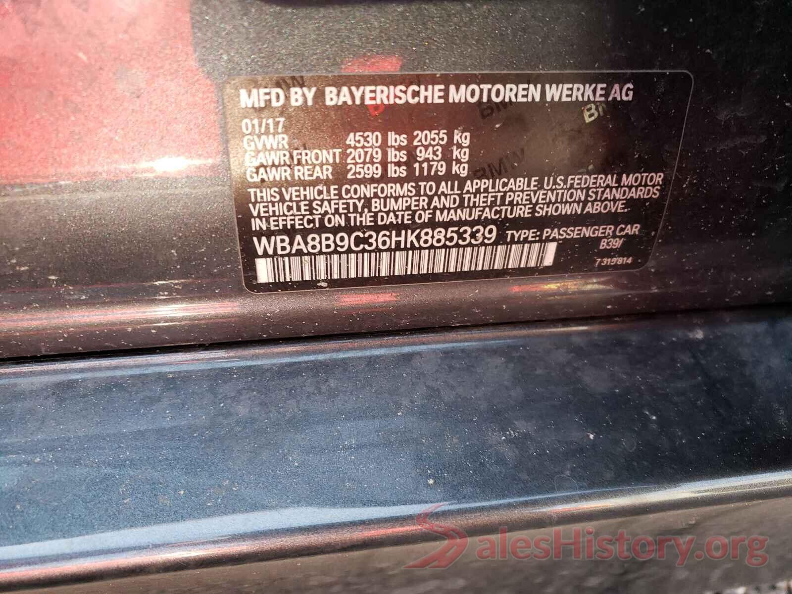 WBA8B9C36HK885339 2017 BMW 3 SERIES