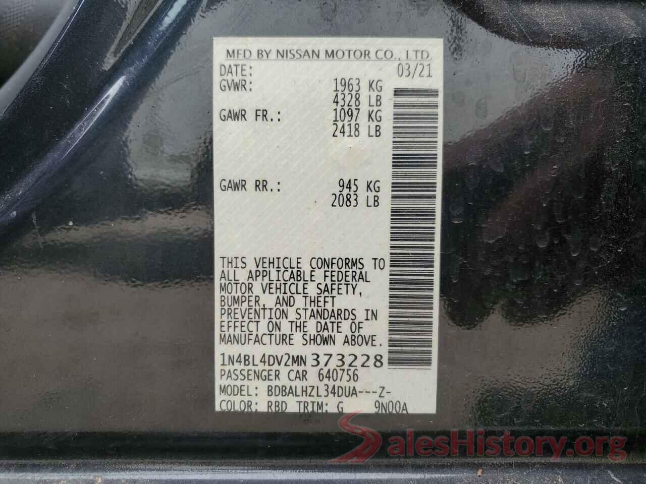 1N4BL4DV2MN373228 2021 NISSAN ALTIMA