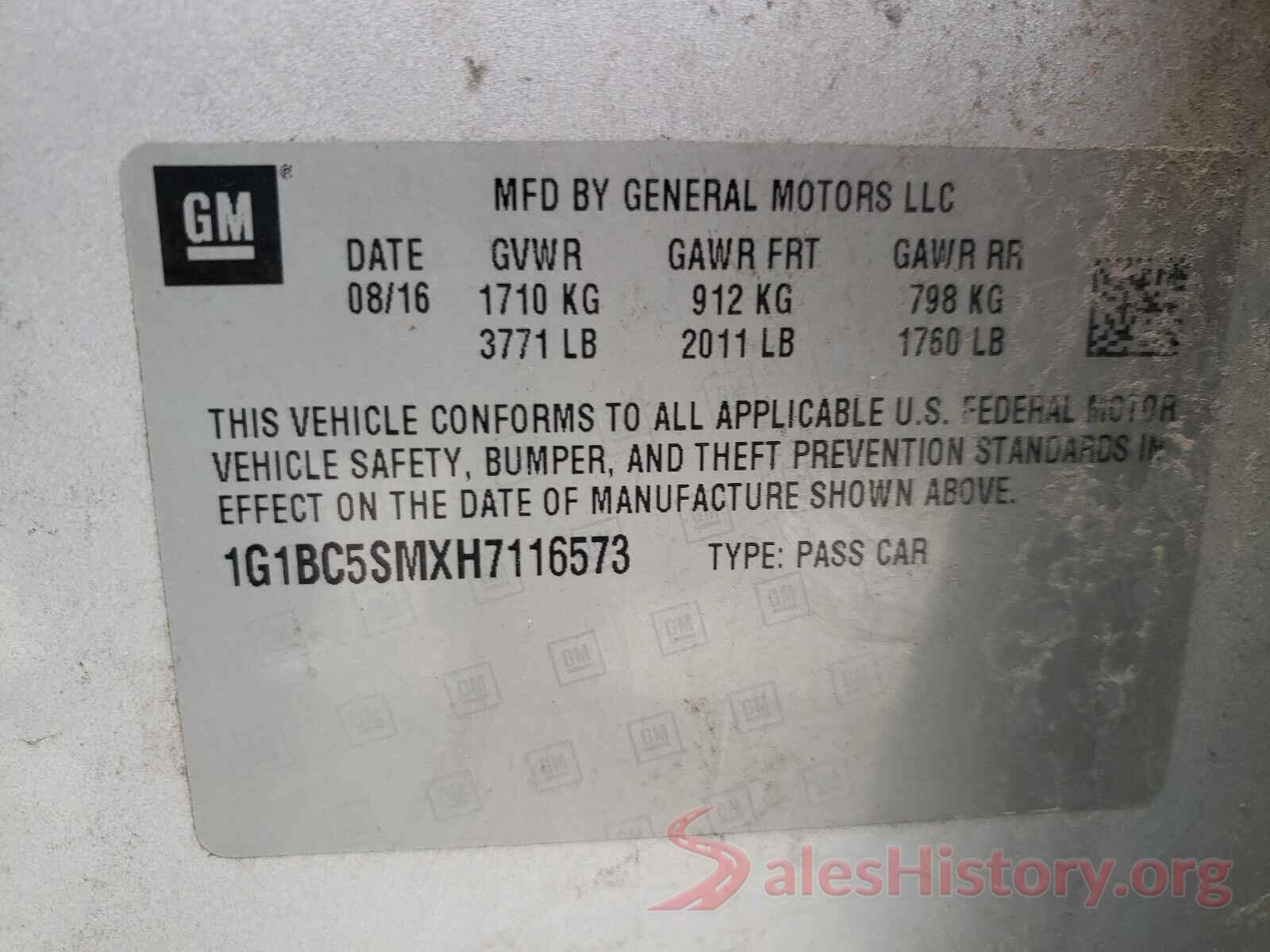 1G1BC5SMXH7116573 2017 CHEVROLET CRUZE