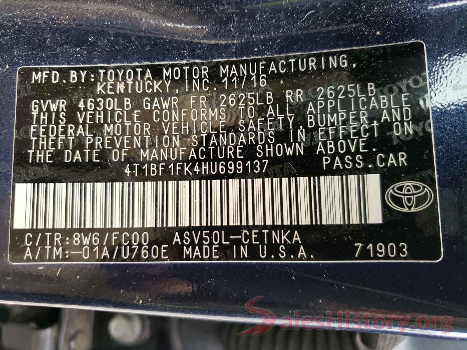 4T1BF1FK4HU699137 2017 TOYOTA CAMRY