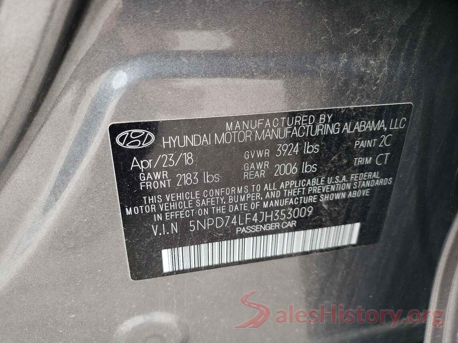 5NPD74LF4JH353009 2018 HYUNDAI ELANTRA