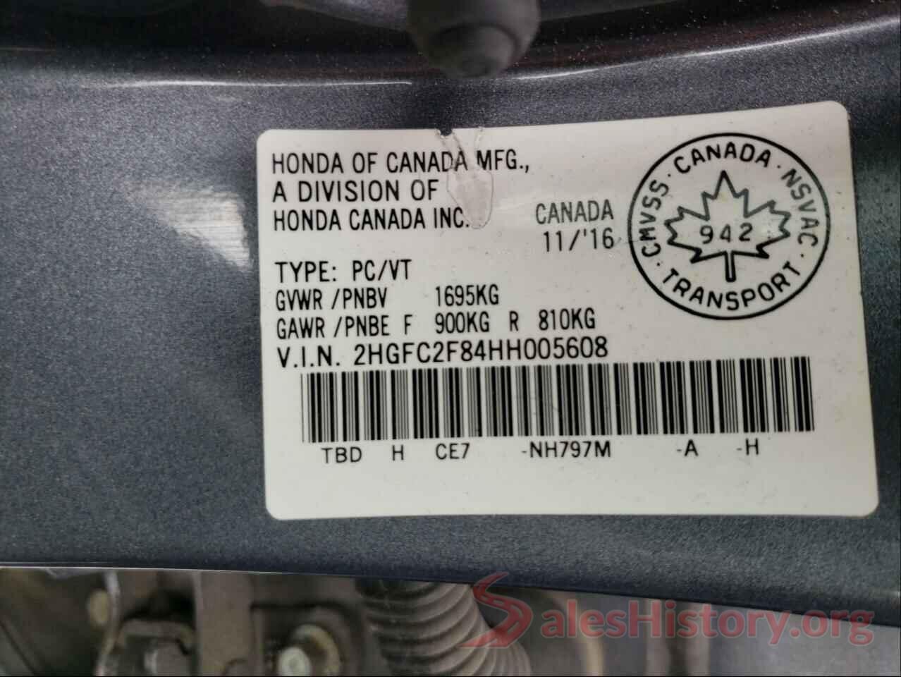 2HGFC2F84HH005608 2017 HONDA CIVIC