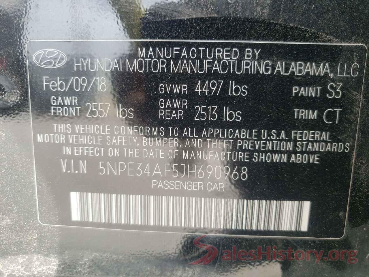 5NPE34AF5JH690968 2018 HYUNDAI SONATA