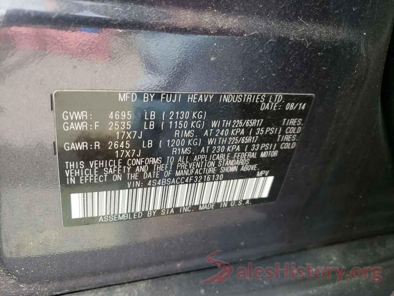 4S4BSACC4F3216130 2015 SUBARU OUTBACK