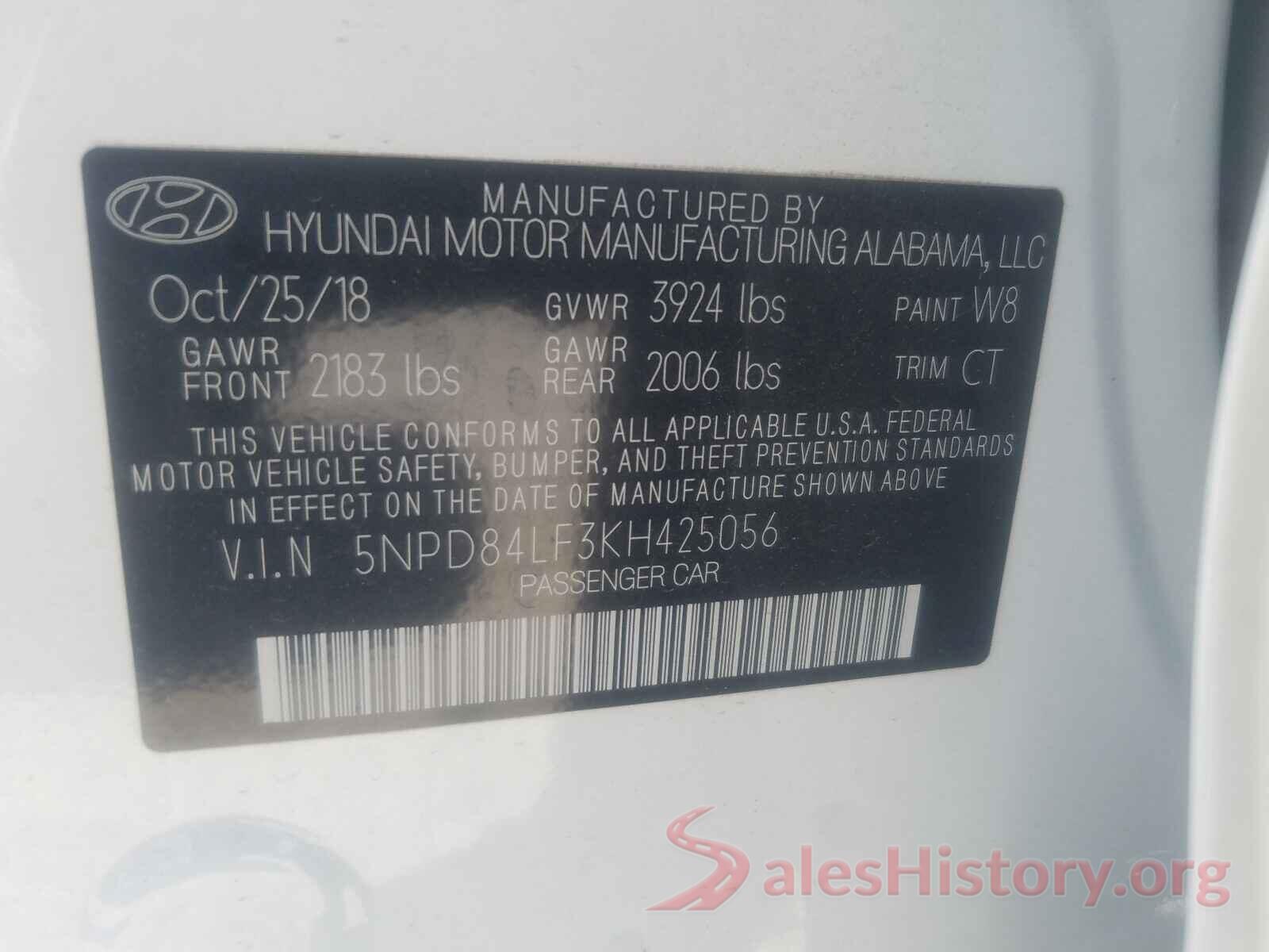 5NPD84LF3KH425056 2019 HYUNDAI ELANTRA