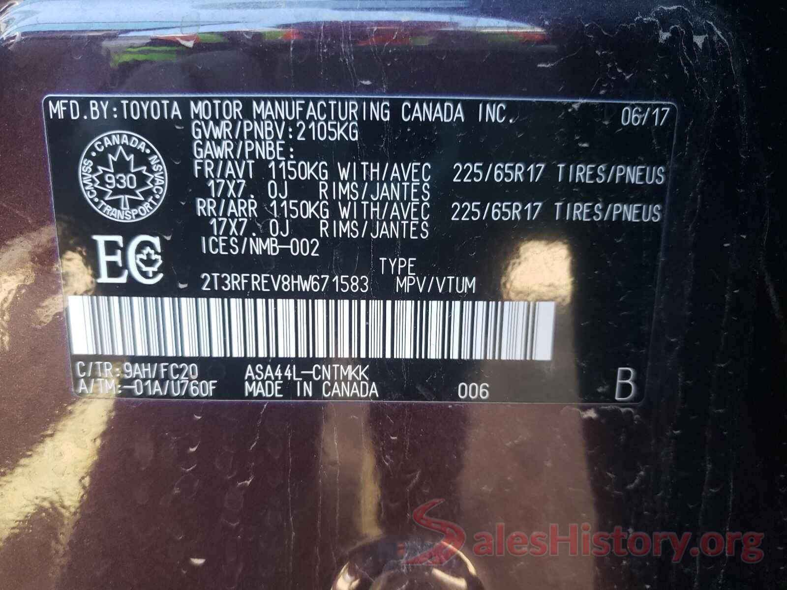 2T3RFREV8HW671583 2017 TOYOTA RAV4