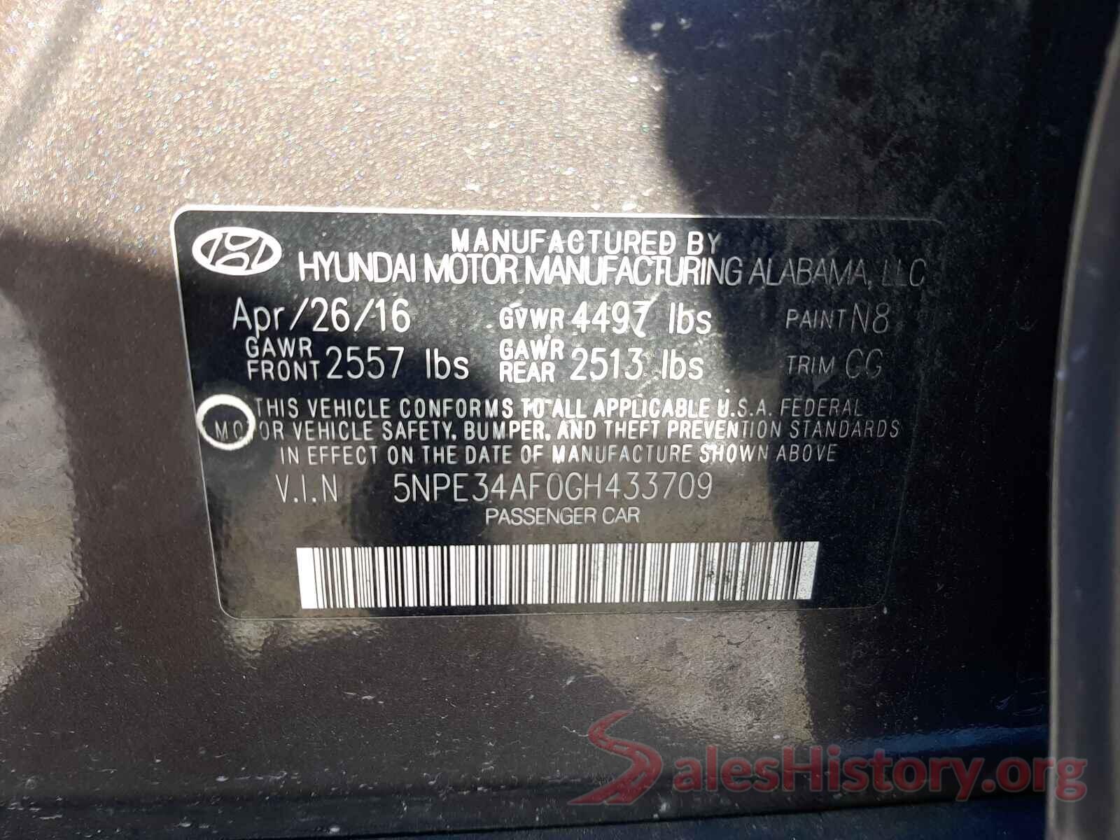 5NPE34AF0GH433709 2016 HYUNDAI SONATA