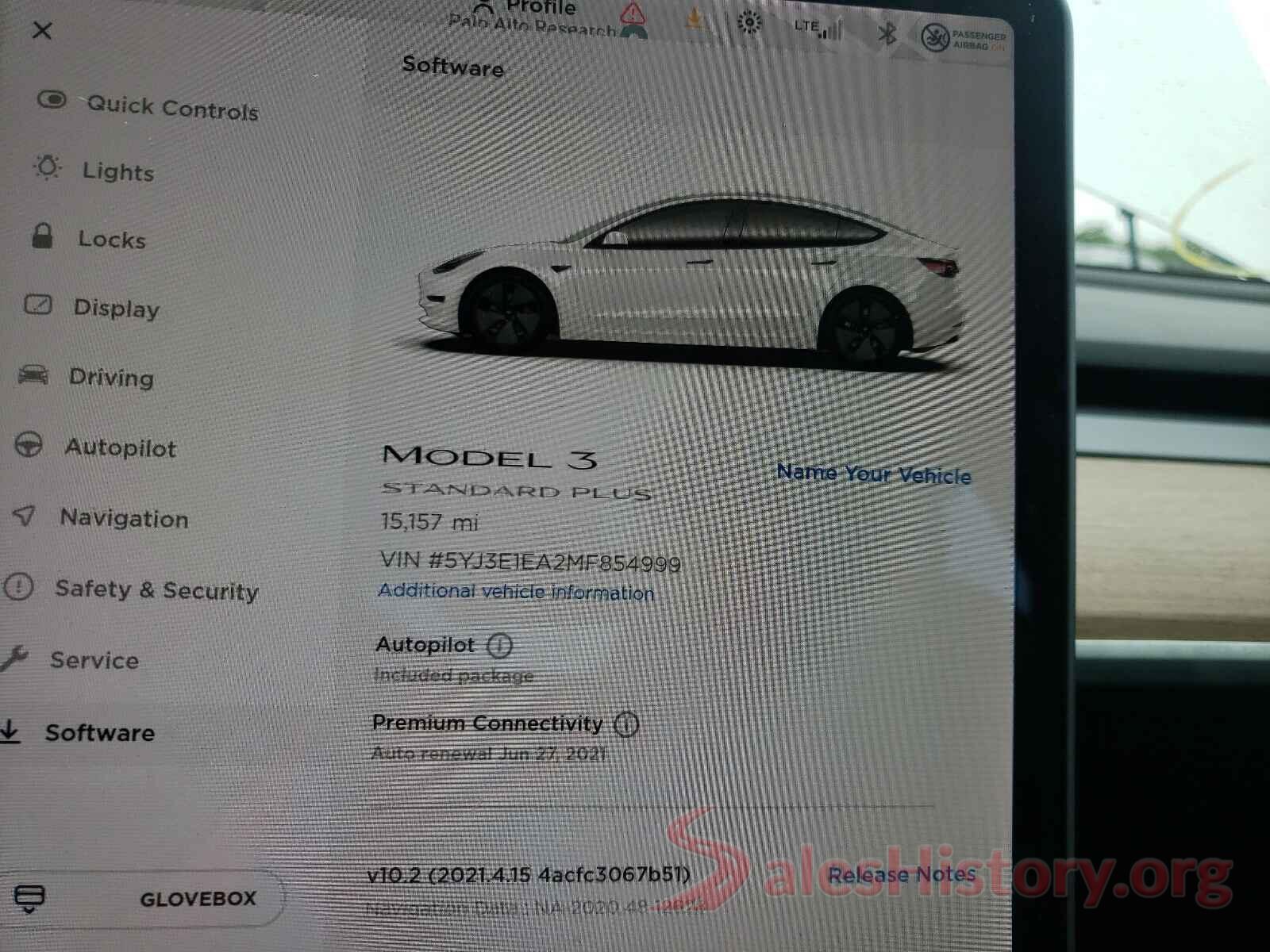 5YJ3E1EA2MF854999 2021 TESLA MODEL 3