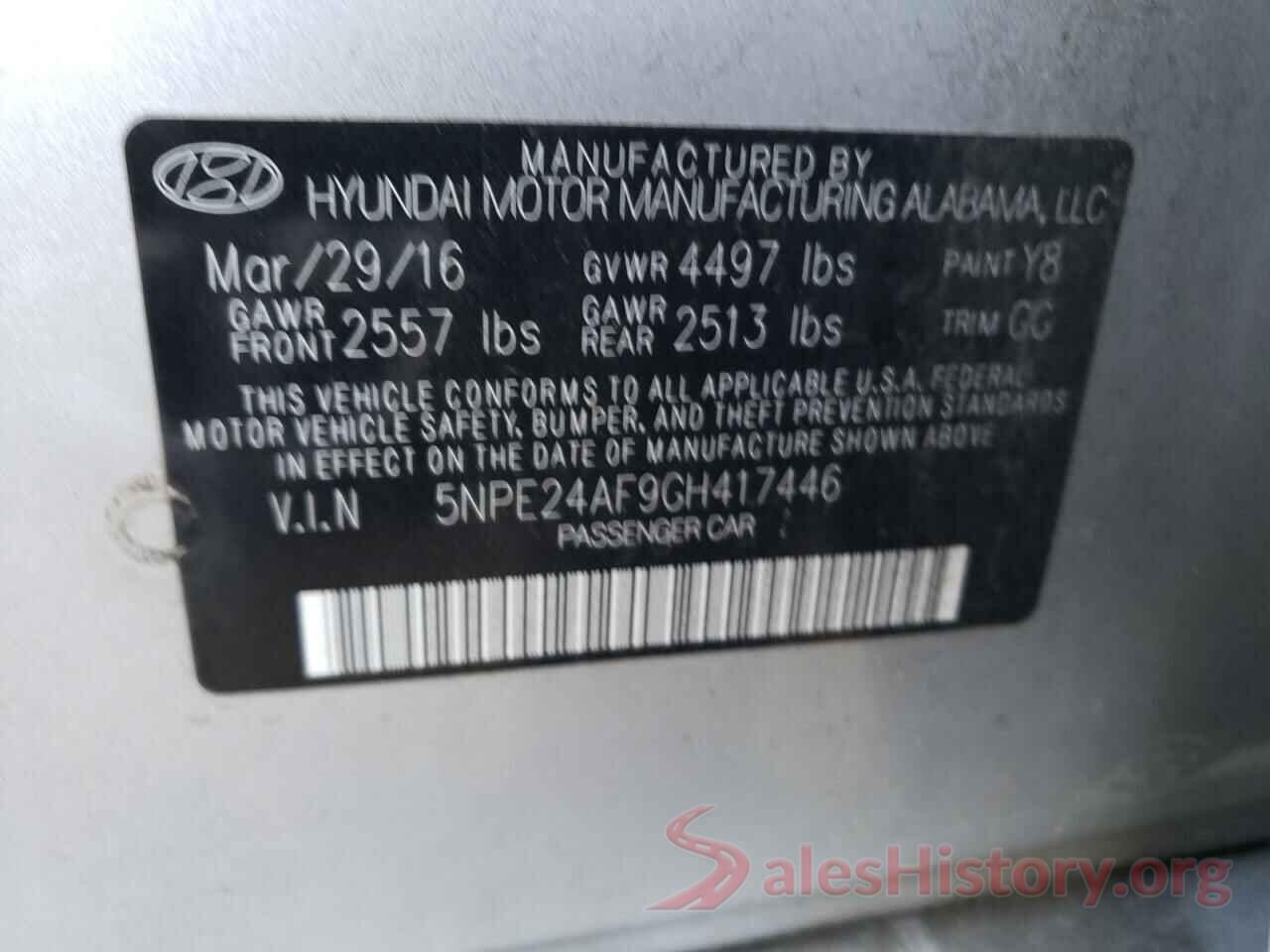 5NPE24AF9GH417446 2016 HYUNDAI SONATA