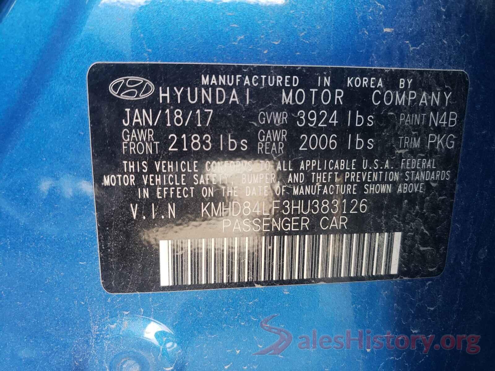 KMHD84LF3HU383126 2017 HYUNDAI ELANTRA