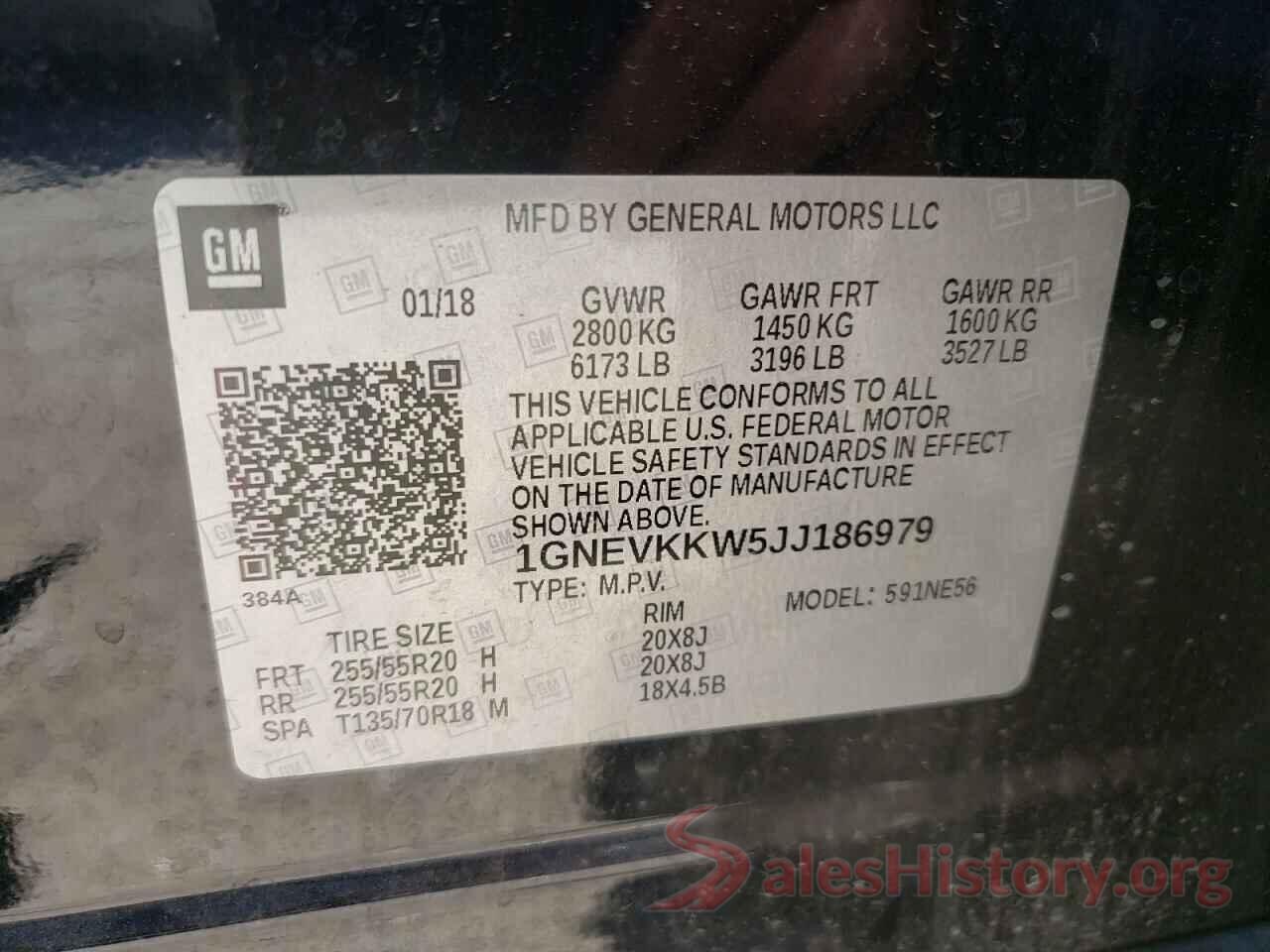 1GNEVKKW5JJ186979 2018 CHEVROLET TRAVERSE