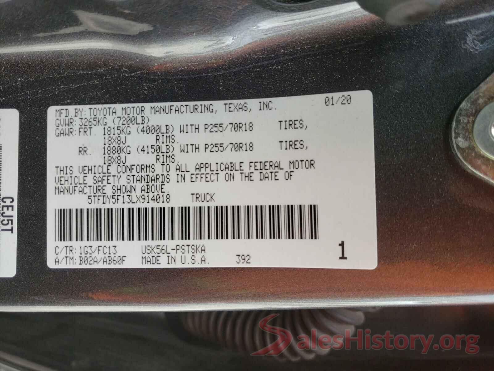 5TFDY5F13LX914018 2020 TOYOTA TUNDRA