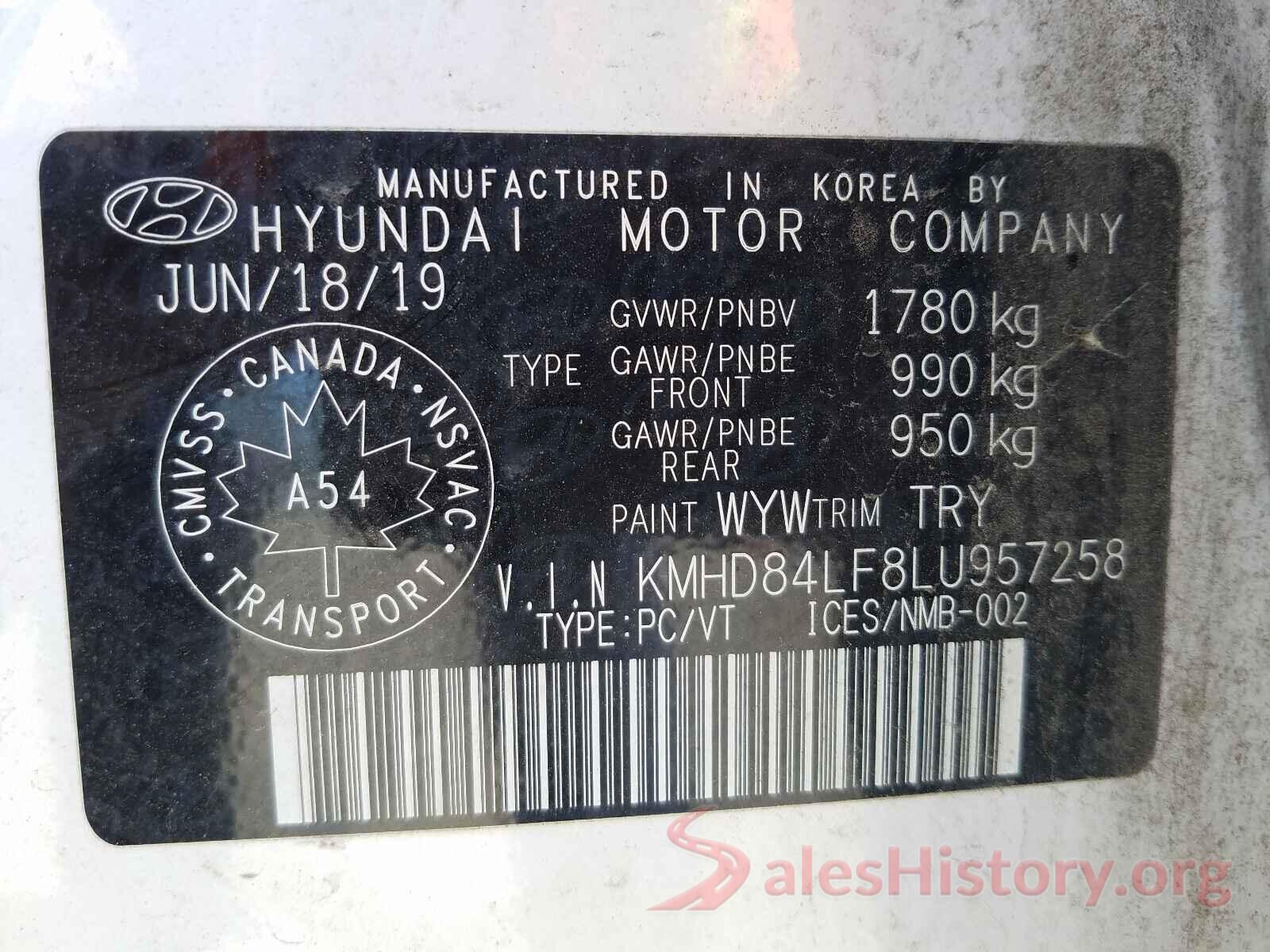 KMHD84LF8LU957258 2020 HYUNDAI ELANTRA