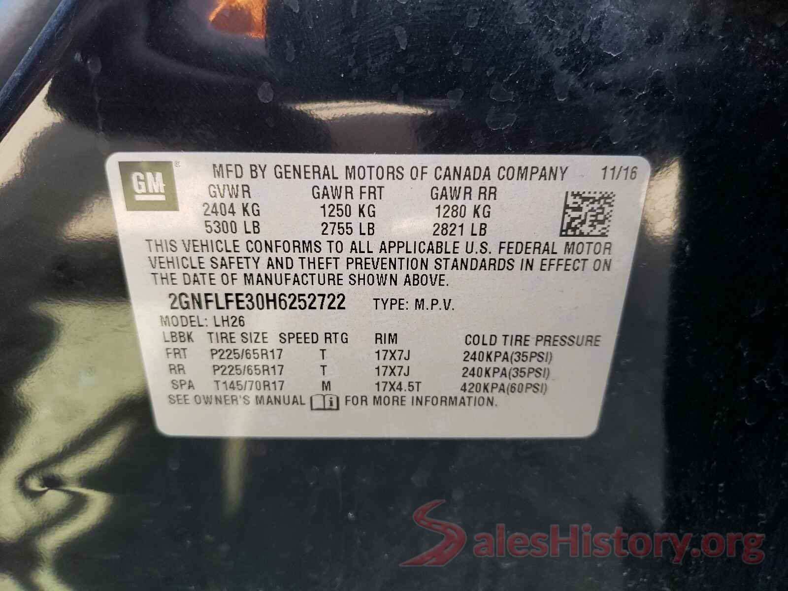 2GNFLFE30H6252722 2017 CHEVROLET EQUINOX