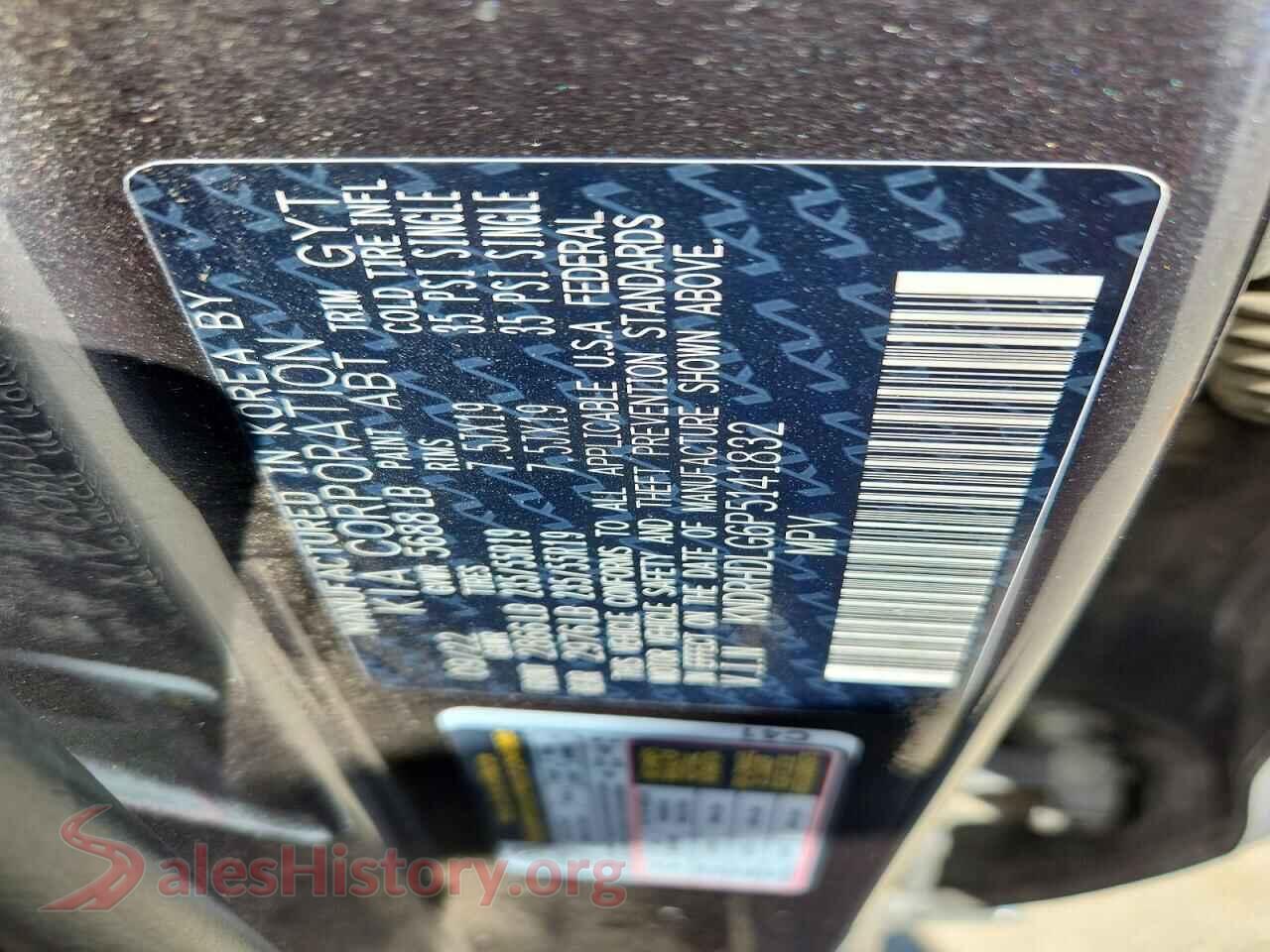 2023 KIA SORENTO VIN KNDRHDLG6P5141832, trunk area