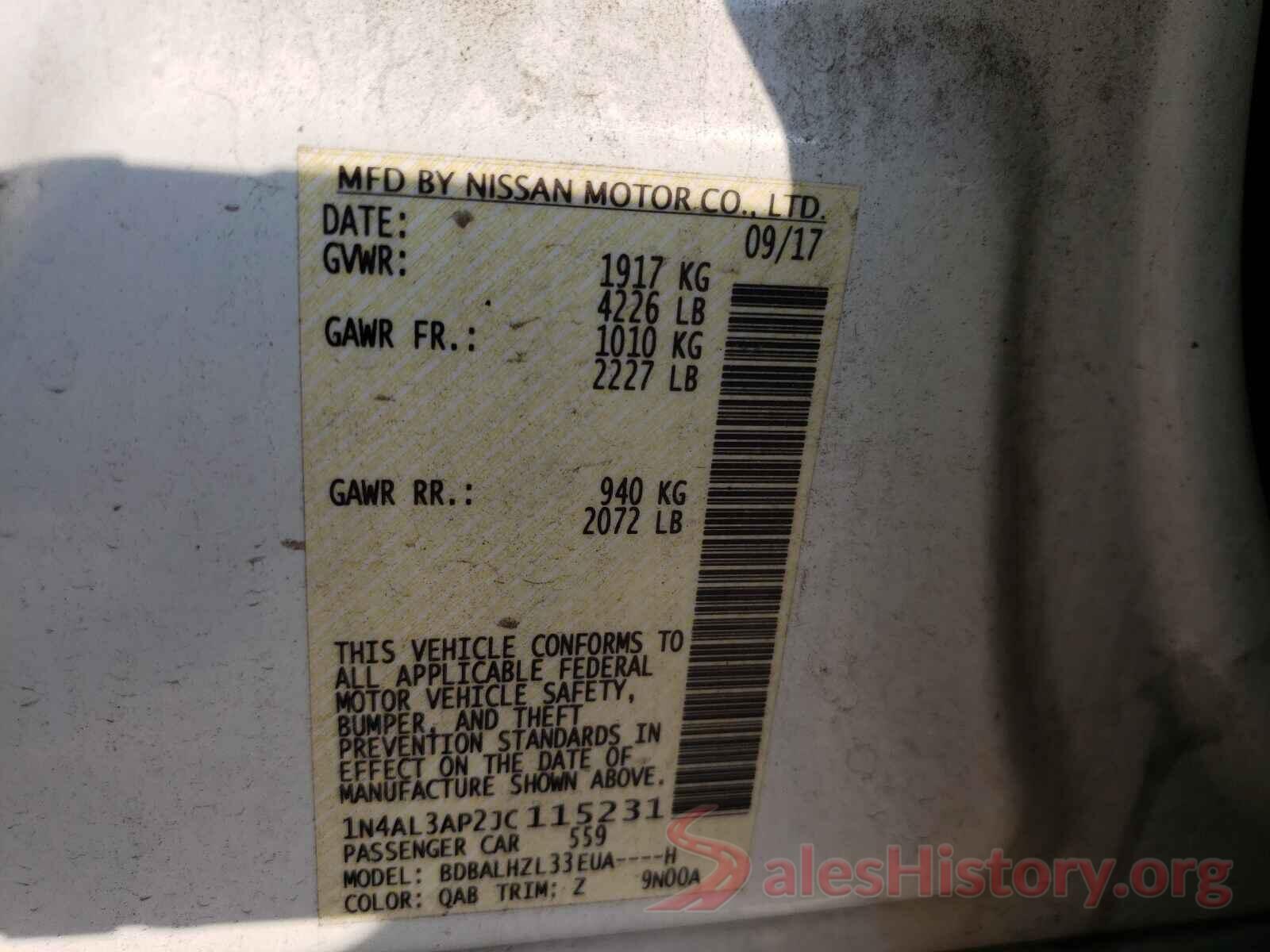 1N4AL3AP2JC115231 2018 NISSAN ALTIMA