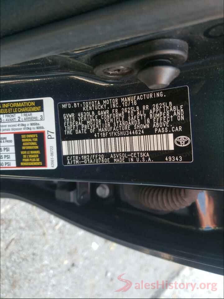 4T1BF1FK5HU344624 2017 TOYOTA CAMRY