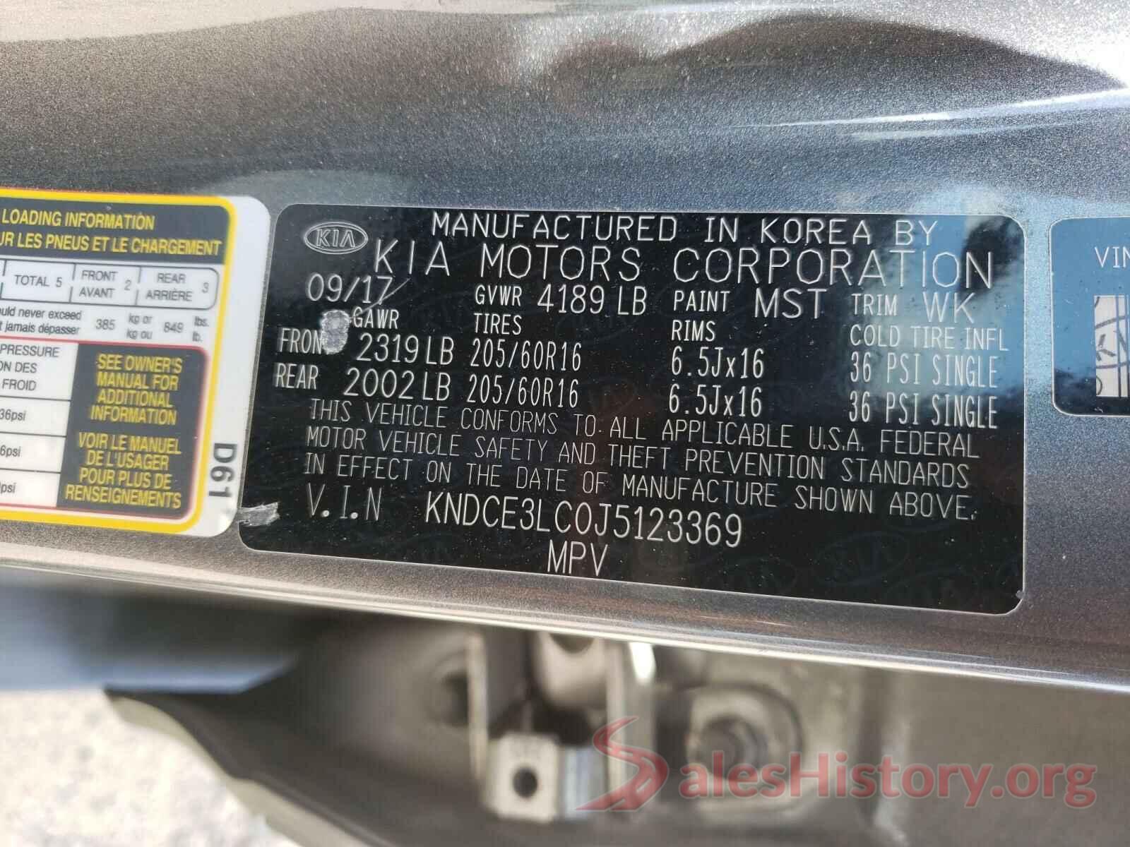 KNDCE3LC0J5123369 2018 KIA NIRO